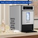 Countertop nugget ice maker with transparent window, producing 33 lbs of ice daily, ideal for home use.