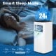 Portable air conditioner with remote control, 8000 BTU, featuring smart sleep mode and quiet operation for efficient.