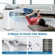 Portable air conditioner with remote control, featuring 10,000 BTU cooling, manual and continuous drainage options.