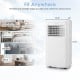 Portable air conditioner with 6000 BTU cooling, adjustable fan speeds, and remote control for versatile home use.
