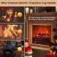20-inch electric fireplace heater with realistic pinewood ember bed, 5120 BTU, safe and quiet for cozy indoor warmth.
