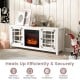 58-inch white fireplace TV stand with adjustable shelves, heating range of 400 sq.ft, and CSA certification for safety.