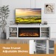 Fireplace TV stand in white with three adjustable shelves, designed for TVs up to 80 inches, perfect for living room.