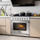 Freestanding 36-inch natural gas range with 6 burners, stainless steel finish, and spacious 6 cu.ft. oven for versatile.