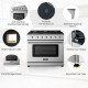36-inch freestanding natural gas range with 6 burners, convection fan, and extra storage drawer for versatile cooking.