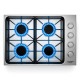 30-inch gas cooktop with 4 powerful burners, ABS knobs, and a smooth stainless steel surface for easy cleaning.