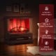Freestanding black fireplace with multi-color flame effect, remote control, and 4780 BTU heat output for cozy warmth.
