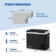 Portable 53QT dual zone car refrigerator with independent temp control, ideal for camping and travel, in black.