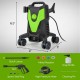 2400 PSI electric pressure washer in green with 4 universal wheels, designed for versatile cleaning tasks and easy.