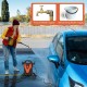 Electric pressure washer in use, showcasing 2400 PSI power and 4 universal wheels for easy mobility during car cleaning.