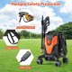 2400 PSI electric pressure washer with 4 universal wheels, featuring safety lock and total stop system for secure.