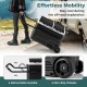 Dual zone 12V car refrigerator with retractable handle and non-slip wheels, perfect for camping and outdoor use.