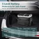 Dual zone 12V car refrigerator in black with LED touch panel, suitable for vehicles and outdoor use, featuring battery.