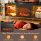 Electric fireplace heater with adjustable flame color and brightness, 750W/1500W, safe for indoor use.