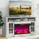Three-sided 36-inch electric fireplace with 7-color flame, adjustable brightness, and remote control for cozy heating.
