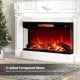 36-inch electric fireplace with 3-sided tempered glass, 7-color flame, and adjustable brightness for cozy ambiance.