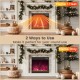Electric fireplace insert showcasing flame and heat settings, with remote control and 8 flame colors for cozy ambiance.