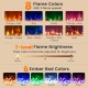 Electric fireplace insert showcasing 8 flame colors, 3 brightness levels, and 6 ember bed colors for customizable.