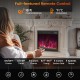 Remote control for the 18-inch electric fireplace insert, featuring 8 flame colors and adjustable temperature settings.