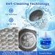 Self-cleaning tub with stainless steel honeycomb inner and powerful motor for efficient washing and spinning.
