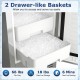 Two drawer-like baskets filled with nugget ice from the Under Counter Nugget Ice Maker for easy access and serving.