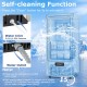 Under counter nugget ice maker with self-cleaning function, silver finish, and clear LCD control panel for easy.