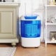 Portable mini semi-automatic washing machine in blue with 2.5 kg capacity, ideal for home or dorm laundry needs.