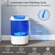 Portable mini semi-automatic washing machine in blue, featuring a 2.5 kg capacity and separate spin basket for easy.