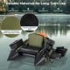 Portable fishing boat in green with 600D polyester fabric, waterproof design, and detachable storage boxes for gear.