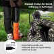 Manual pump for quick inflation of the 350 LBS camouflage inflatable fishing float tube with adjustable backrest.