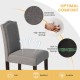 Gray fabric dining side chair with nail head trim, breathable linen, and high-density sponge for optimal comfort.