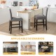 Gray fabric counter height dining side chairs with rubberwood legs, ideal for kitchens and dining rooms.