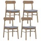 Set of 4 armless dining chairs with rubber wood frame and soft polyester upholstery for kitchen or dining room use.