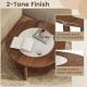 Round coffee table with 2-tone finish, thickened tabletop, and open storage shelf for living room use.