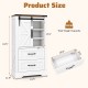 Freestanding white bathroom cabinet dimensions showing 41.5" height, 23.5" width, and 17.5" depth for versatile storage.