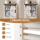 Freestanding wooden bathroom cabinet with sliding barn door, 4 adjustable shelves, and decorative metal corners for.