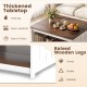 Square farmhouse coffee table with thickened tabletop and raised wooden legs, featuring a 2-tier storage shelf for.