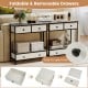 Farmhouse console table with gray finish, featuring open storage shelf and removable drawers for hallway organization.