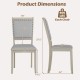Farmhouse dining chair dimensions with grey fabric upholstery, rubber wood frame, supports up to 400 lbs, ergonomic.