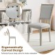 Single grey farmhouse dining chair with vintage nailhead accents and ergonomic curved design for comfortable seating.