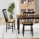 Black farmhouse dining chairs set of 2 with PE rattan seats, featuring ergonomic backrests for comfort in a stylish.