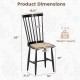 Dimensions of the Farmhouse Solid Rubber Wood Dining Chair with PE rattan seat, supporting up to 420 lbs for dining use.