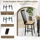 Farmhouse solid rubber wood dining chair with PE rattan seat, ergonomic backrest, and anti-slip foot pads for comfort.