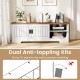 Farmhouse TV stand with sliding doors, storage cabinets, and anti-toppling kits for TVs up to 65 inches.