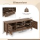 Farmhouse TV stand dimensions with 3 adjustable shelves, 2 woven accent doors, and sturdy support for 65-inch TVs.