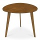 Round walnut dining table for 4 with rubber wood legs, featuring a smooth, scratch-resistant surface for cozy.