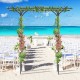 Garden arbor with trellises for climbing plants, adorned with flowers, perfect for weddings and outdoor events by the.