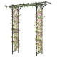 Garden arbor with trellises for climbing plants, featuring a flat roof and sturdy metal construction, ideal for outdoor.