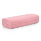 Yoga bolster pillow in pink with washable cover and carry handle, ideal for yoga exercises and relaxation.