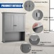Wall-mounted dark gray bathroom storage cabinet with open shelf and two concealed compartments for efficient storage.